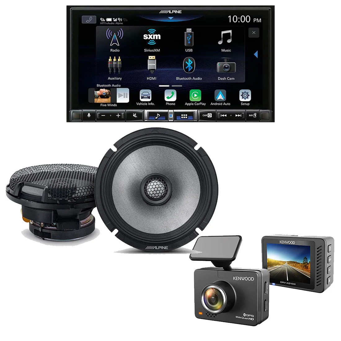 Alpine ILX-507 Multimedia Receiver | R2-S65 6.5" Speakers | Kenwood DRV-A510W Dash Cam - Bundle