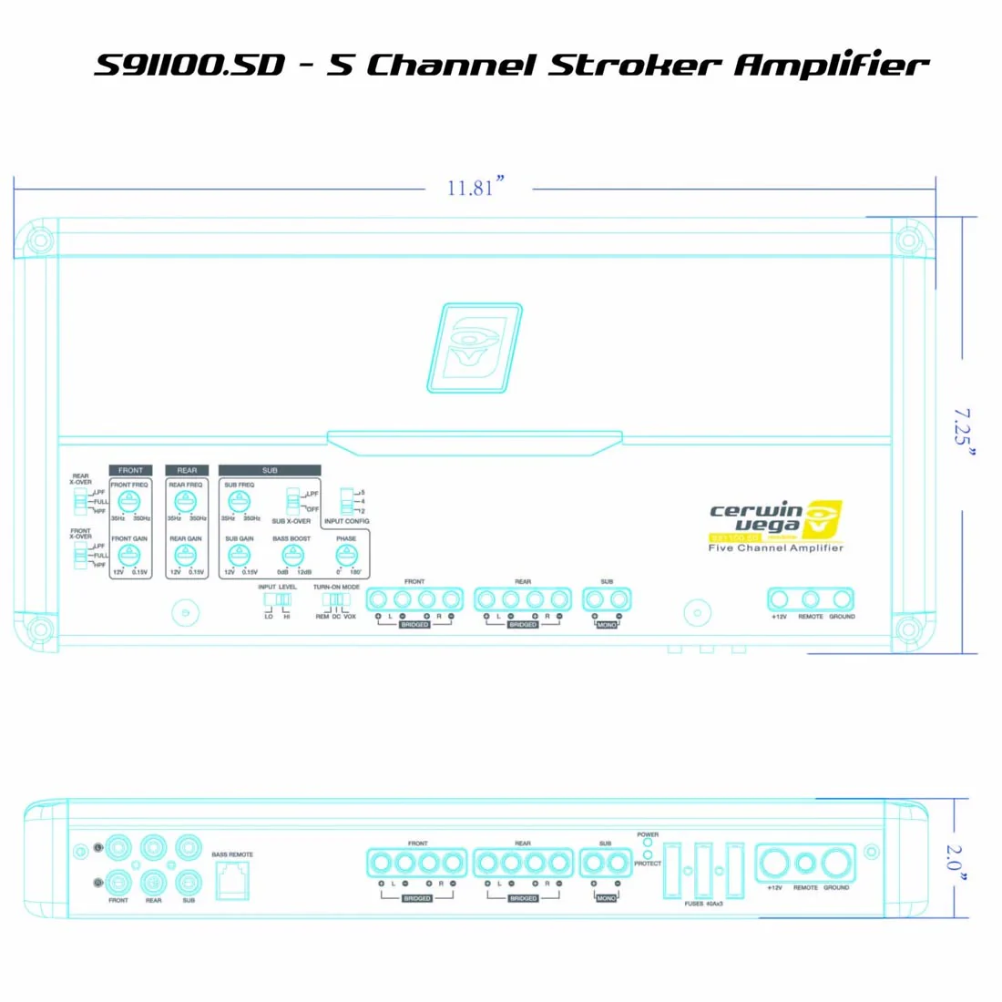 Cerwin Vega S91100.5D Stroker 5 Channel 1100W RMS Full Range Class-D Amplifier (S91100.5D) - Image 5