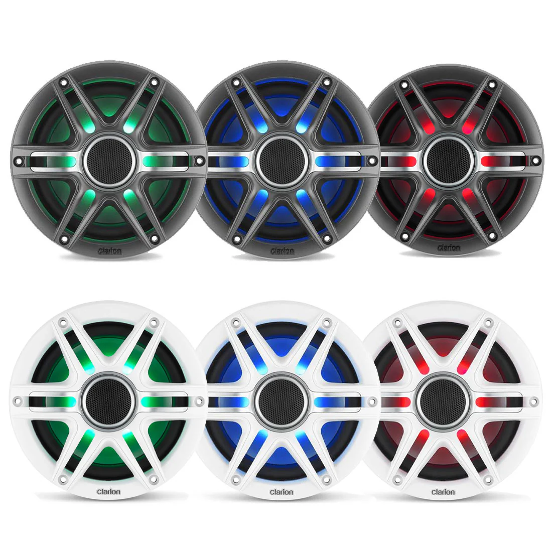 Clarion CMSP-771RGB-SWG 7.7" Premium Marine Coaxial RGB Speakers with Sport Grilles - #92621 (CMSP771RGBSWG) - Image 2