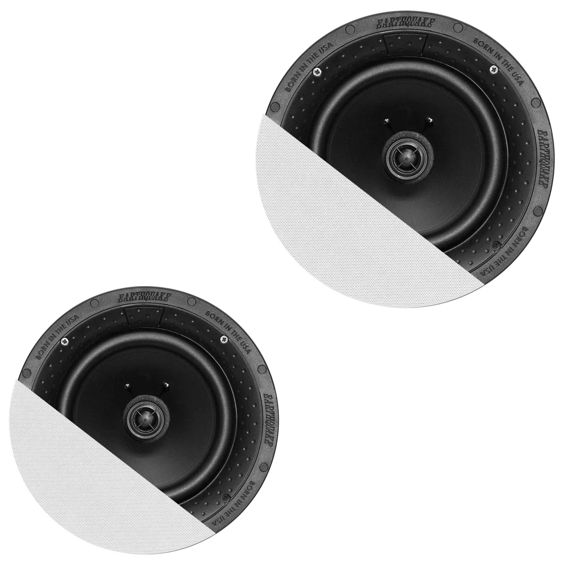 Earthquake Sound R800 8" In Ceiling Speakers With Magnetic Paintable Grill - Pair (R800)