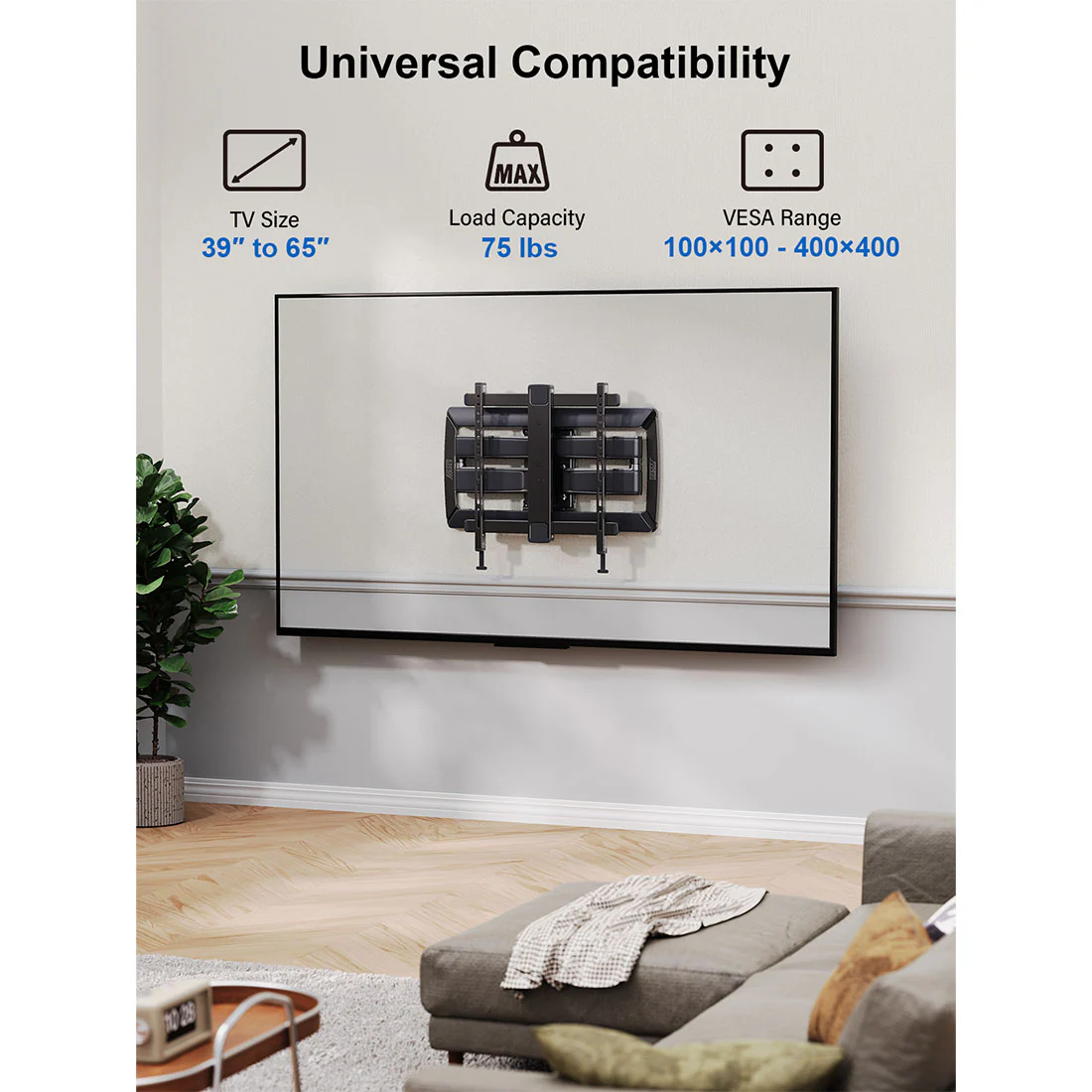 ErgoAV ERMMM6-01B Motion Mount with Dual Arms for TVs 39" to 65" (ERMMM601B) - Image 10