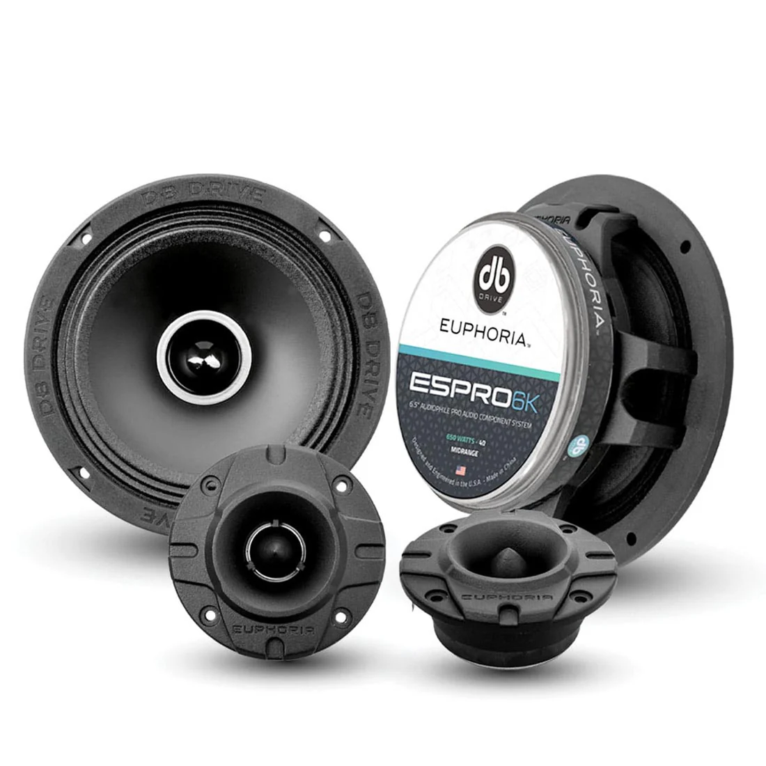Euphoria E5PRO-6K 6.5" 4 Ohm Shallow Component Speaker System (E5PRO6K)