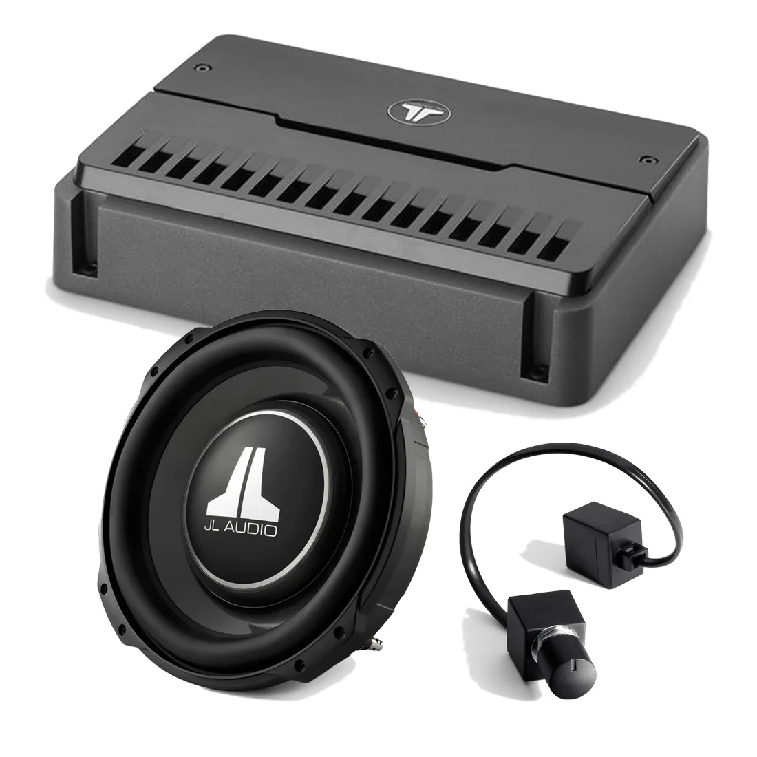 JL Audio RD500/1 1 Ch. Amplifier - #98618 | 12TW3-D4 12" Subwoofer - #92185 | RBC-1 Bass Remote Control - #98015 - Bundle