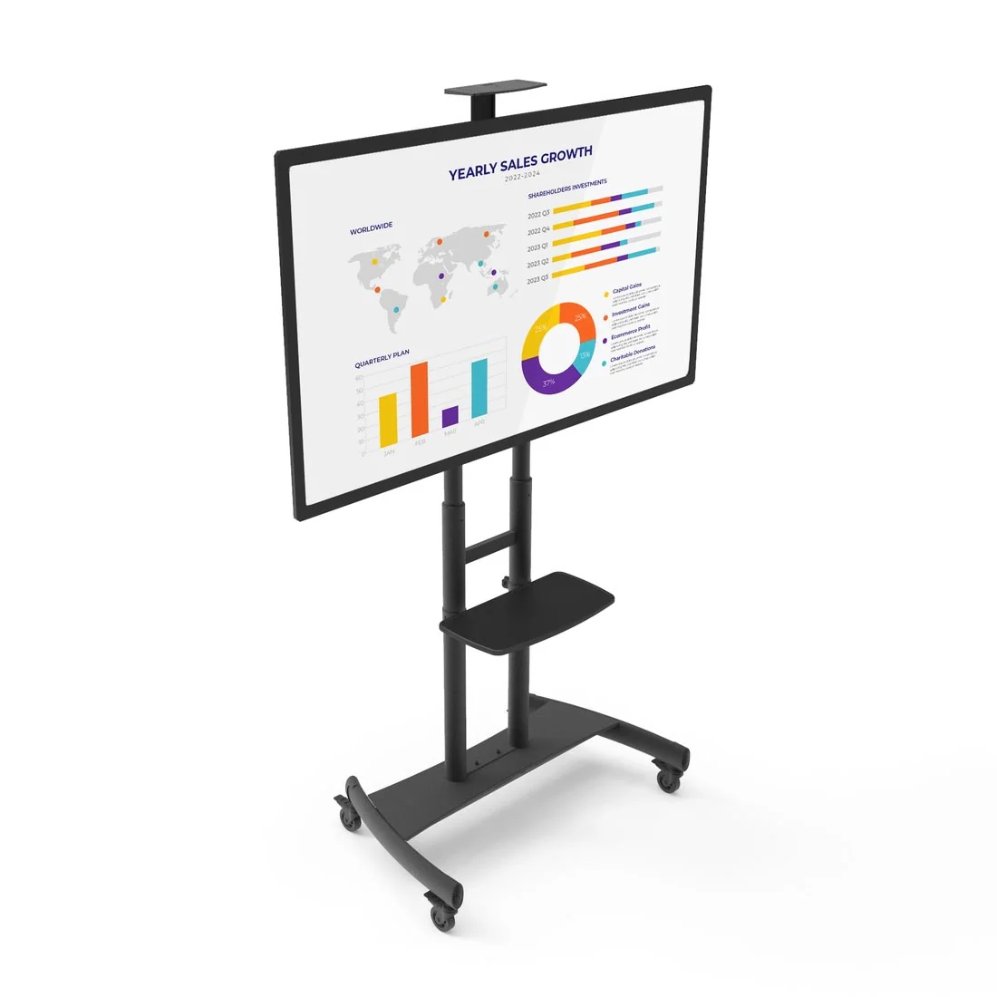 Kanto MTM86PL Rolling TV Cart with Height Adjustment for 55" - 86" TVs - Image 18