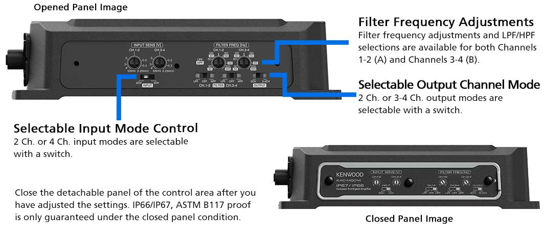 Kenwood KAC-M5024BT 4 Channel Digital Powersports/Marine Amplifier (KACM5024BT) - Image 11