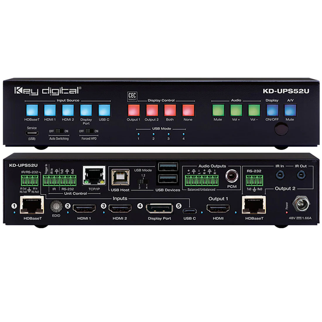 Key Digital KDUPS52USB 5 Inputs 4K/18G USB/Multi-Format Universal Switcher (KDUPS52U)
