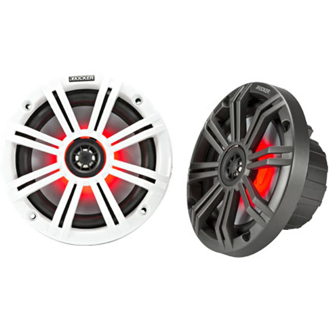 Kicker 45KM654L 6.5" 2-Way 4-Ohm Marine Coaxial Speakers with LED Lighting (45KM654L)