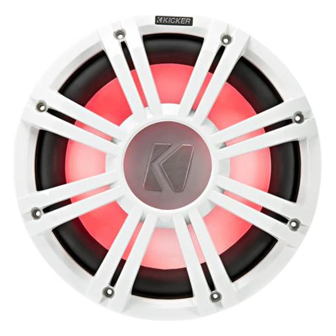 Kicker 45KMG10W 10" LED Marine Subwoofer Grille - for KM10 and KMF10 Subs - White - Each (45KMG10W) - Image 2