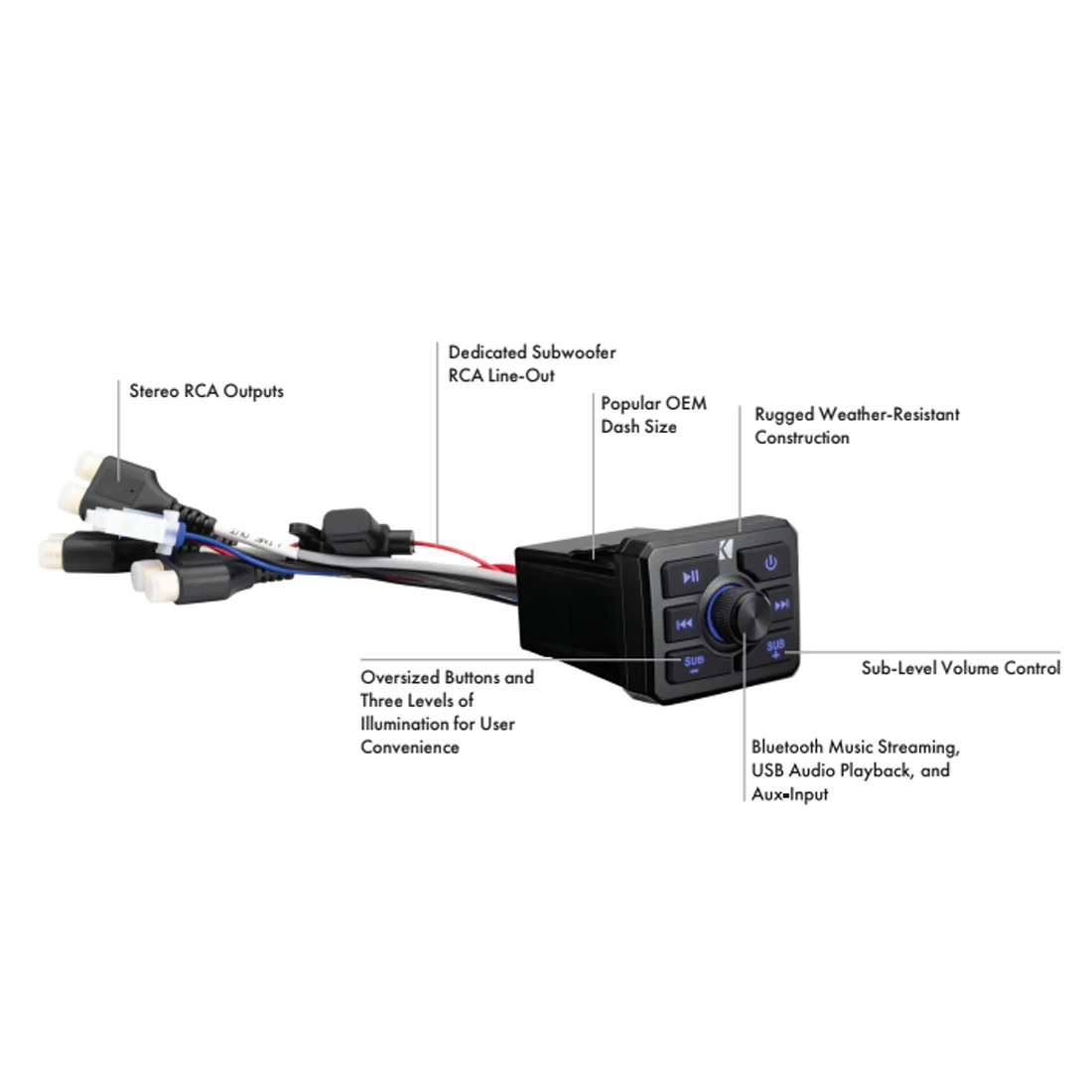 Kicker 51KBTR Powersports Bluetooth Receiver (does not play CDs) (51KBTR) - Image 5