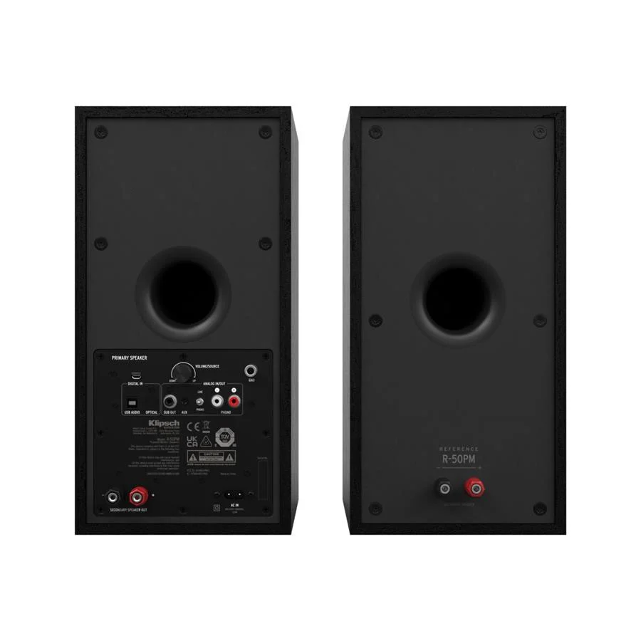 Klipsch R50PM 5.25" Two Way Powered Bookshelf Speakers - Black - Pair - Image 3