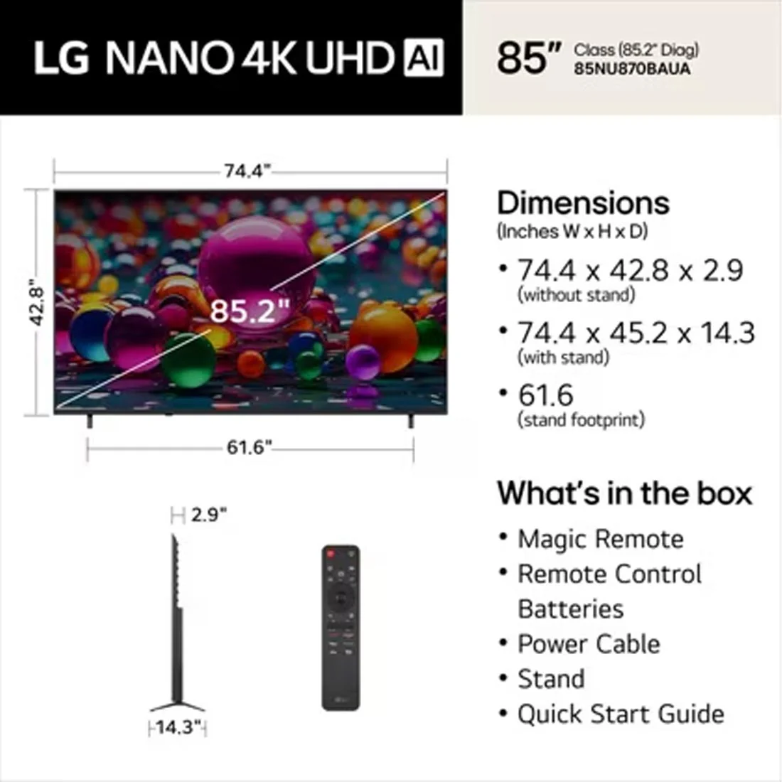 LG 85NU870BAUA 85" 4K Nano UHD AI Smart TV - 2026 Model (NU85) - Image 4