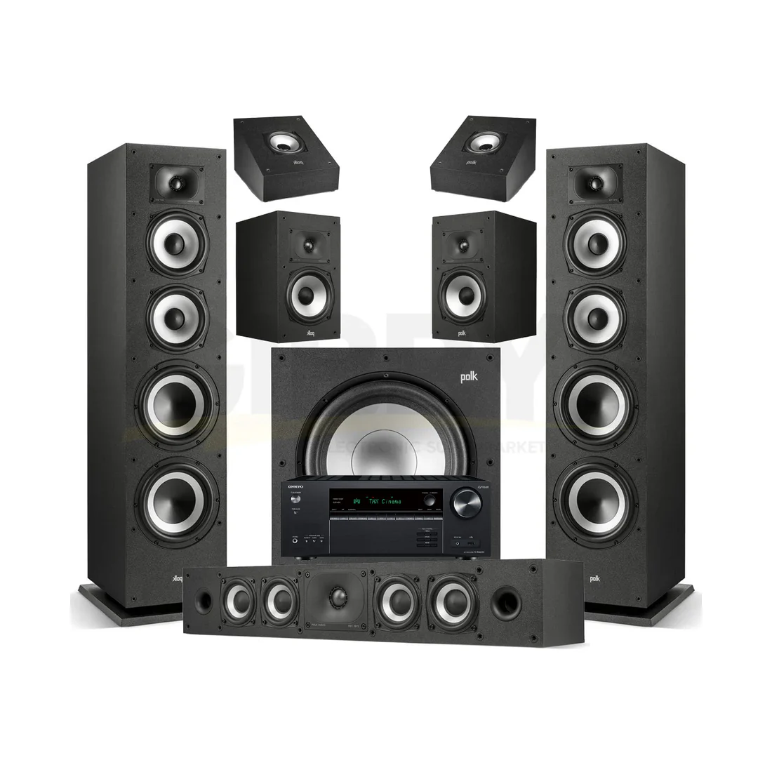 Onkyo TX-NR6100 7.2 Channel Network A/V Receiver | Polk Audio Monitor XT70 5.1.2 Home Theater Bundle #1