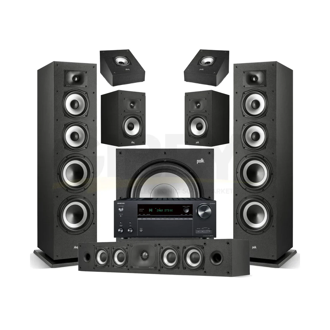 Onkyo TX-NR7100 9.2 Channel Network A/V Receiver | Polk Audio Monitor XT70 5.1.2 Home Theater Bundle #1