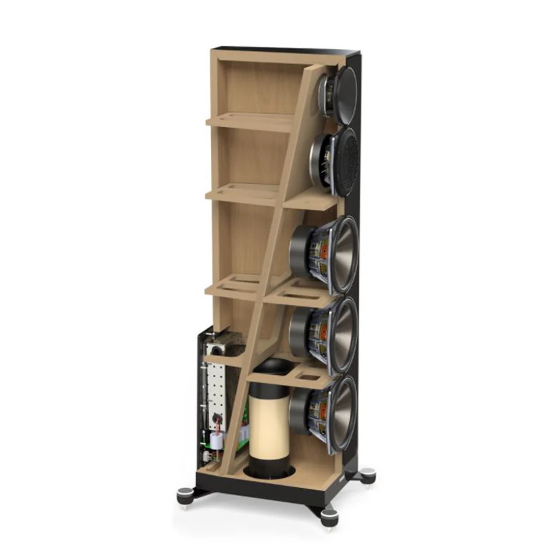 Paradigm Founder 120H 5-Driver 3 Way Hybrid Floor Standing Speaker - Gloss Black - Pair - Image 2