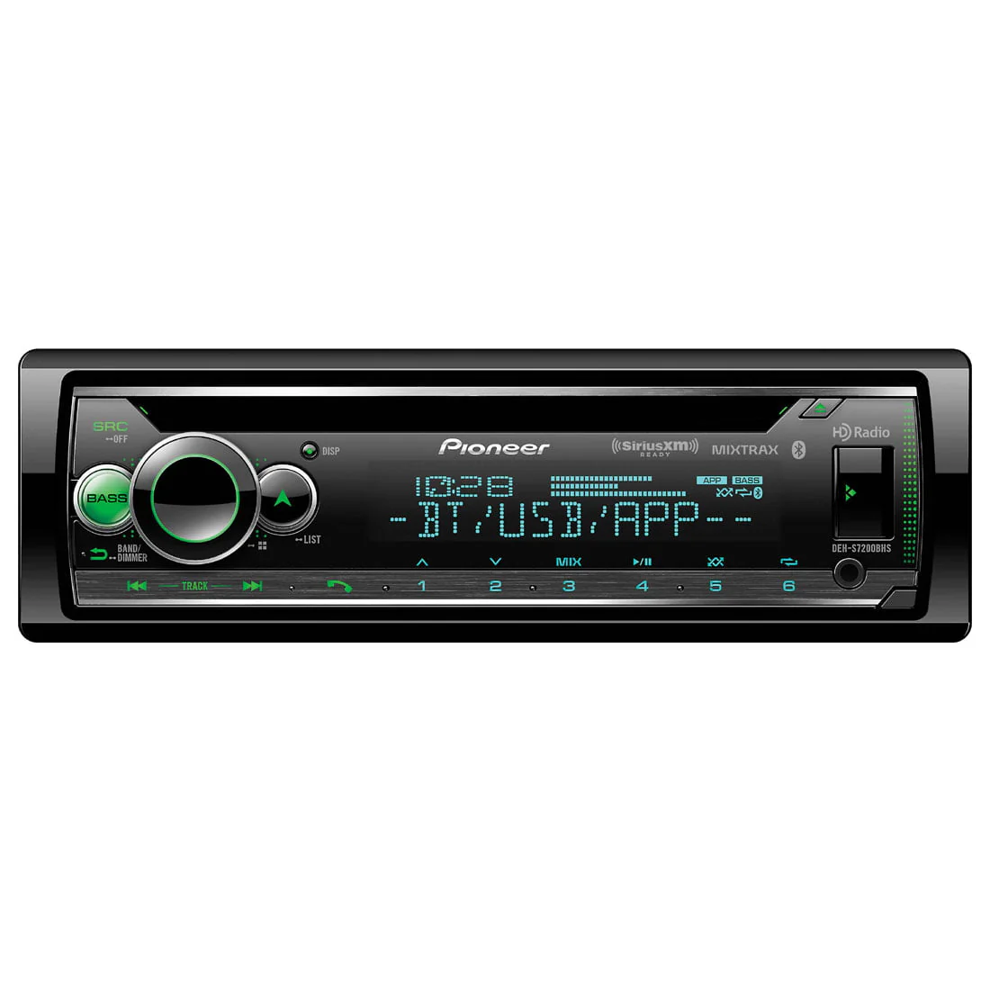 Pioneer DEH-S7200BHS Single-DIN CD Receiver with Smart Sync App Compatibility HD Radio Tuner And SiriusXM-Ready (DEHS7200BHS)