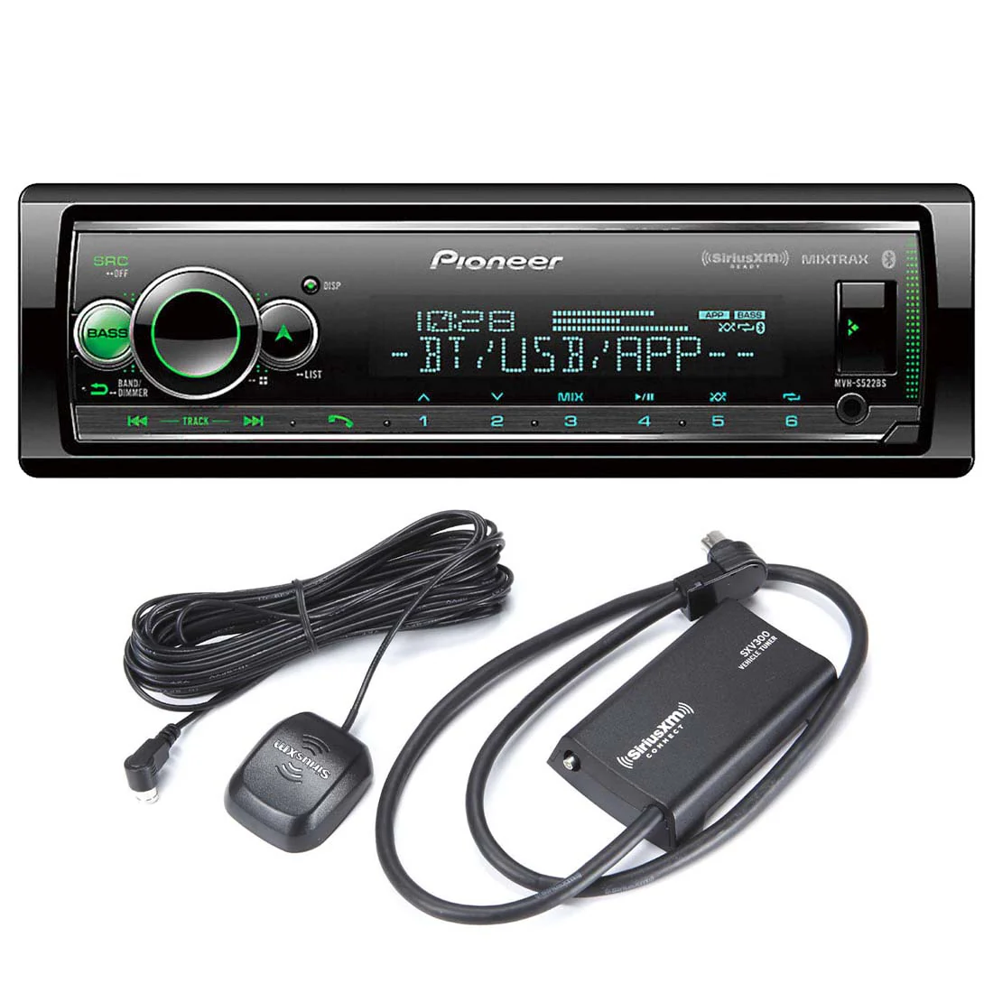 Pioneer MVH-S522BS Digital Media Receiver | SiriusXM SXV300V1C Connect Vehicle Tuner Bundle