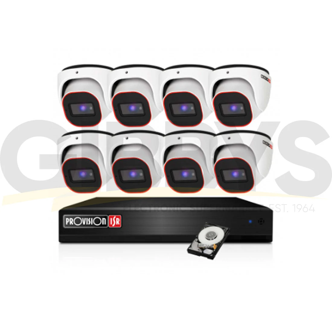 Provision 888MP-V2 Turret Camera Security Bundle x 4 – White (PROVO888MPV2)