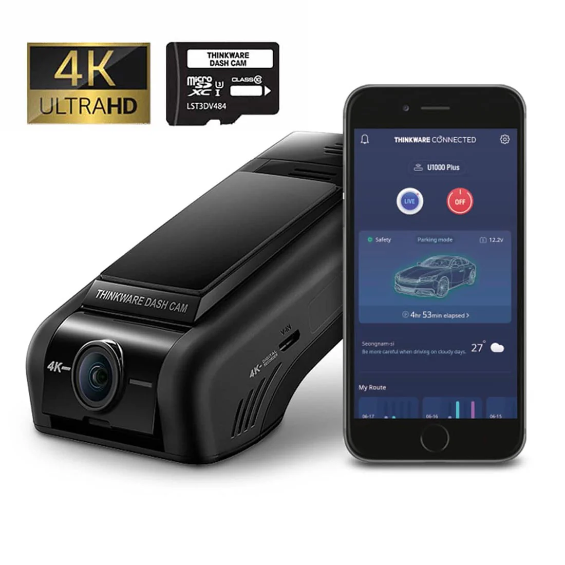 Thinkware U1000PLHF 2-Channel 4K UHD Front Dash Cam with WiFi & 64GB SD Card (U1000PLHF) - Image 6
